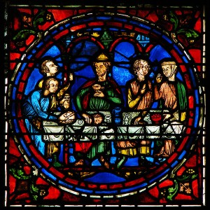 The Wedding at Cana pane from the Window of the Blue Virgin at Chartres Cathedral